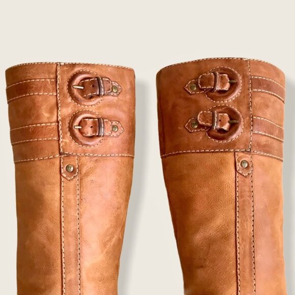 Frye Frankie Over the Knee Buckle Stud Heeled Boot - Picture 6 of 16